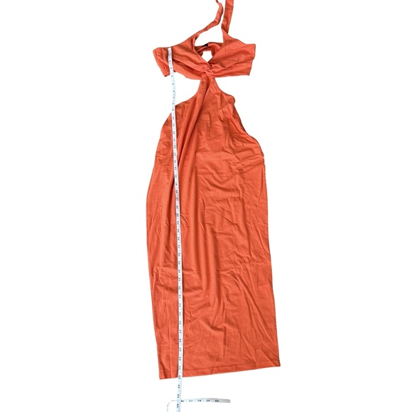 Halter Bodycon Maxi Dress Orange Womens M - Picture 4 of 4